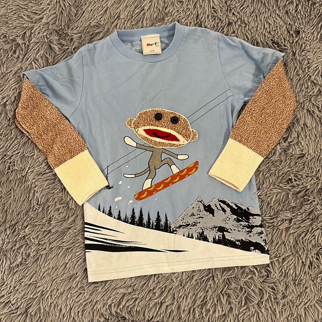 Kids Morfs Brand Tee Sock Monkey Arms Size 6